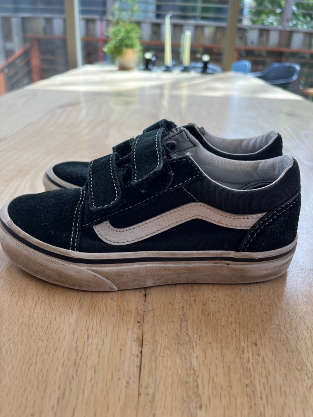 Vans Kids Black and White Canvas and Suede Velcro Skate Sneakers - Picture 7 of 8